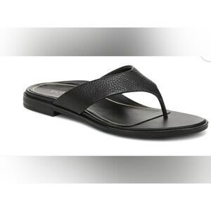 Vionic Agave Black Pebbled Leather Thong Sandals Flat Flip Flops Comfort 10